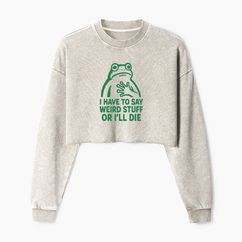 Tokyo-Tiger Weird Frog Funny Meme Washed Crop Sweatshirt
