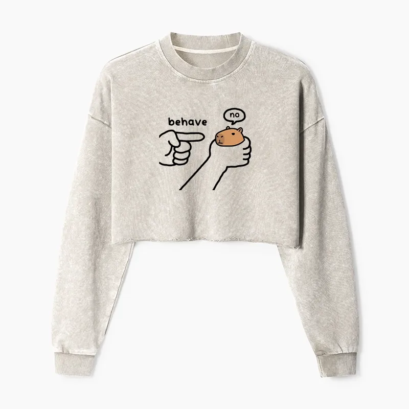 Tokyo-Tiger Dishonest Capybara Washed Crop Sweatshirt Sale