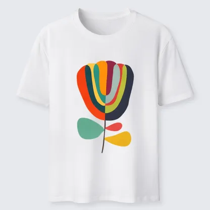 Tokyo-Tiger Colorful Flower Minimalist Print Classic T-Shirt