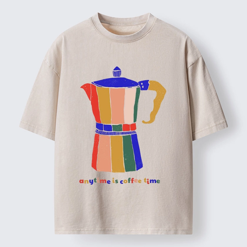 Tokyo-Tiger Colorful Moka Pot Brews Great Coffee Washed T-Shirt