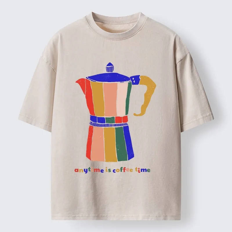 Tokyo-Tiger Colorful Moka Pot Brews Great Coffee Washed T-Shirt