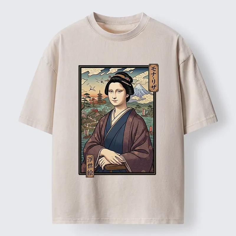 Tokyo-Tiger Ukiyo e Mona Lisa In Kimono Washed T-Shirt Sale