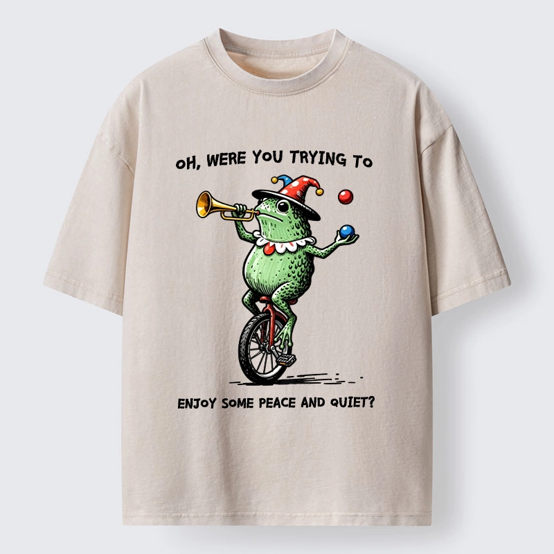 Tokyo-Tiger Funny Meme Frog Ruins Quiet Time Washed T-Shirt