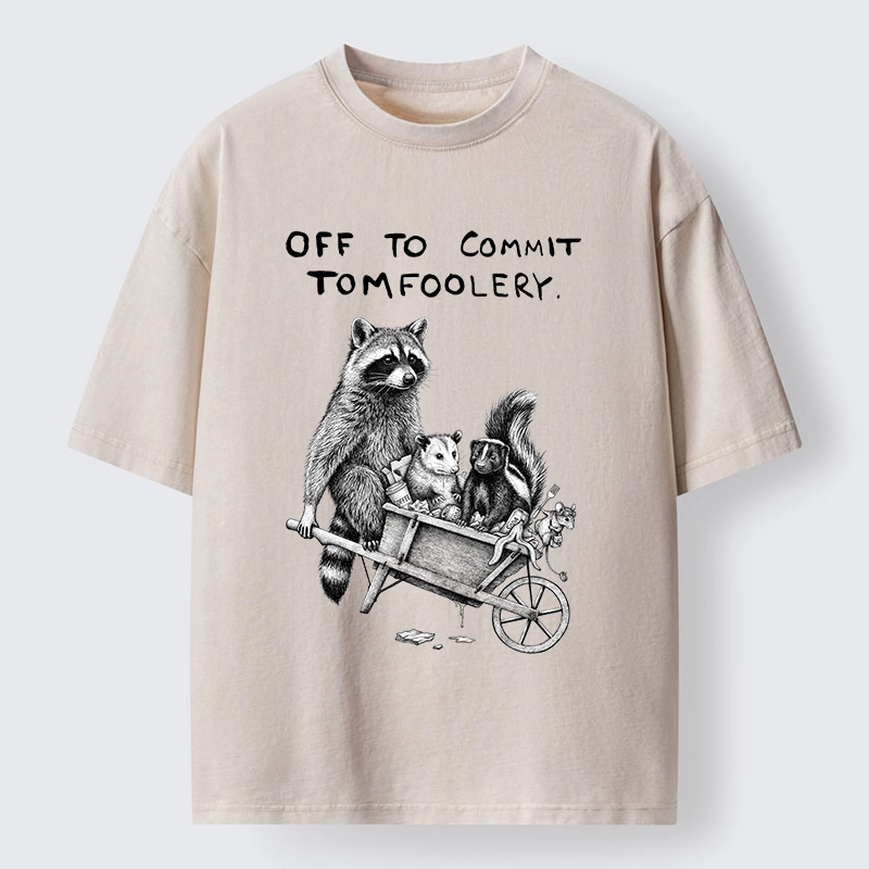 Tokyo-Tiger Raccoon Crew On A Mission Washed T-Shirt