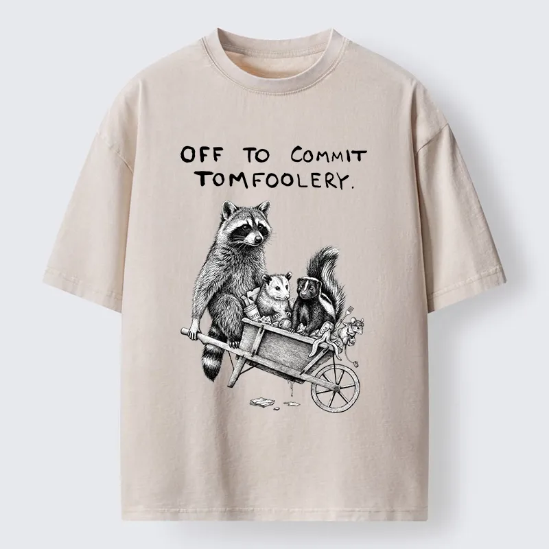 Tokyo-Tiger Raccoon Crew On A Mission Washed T-Shirt Sale