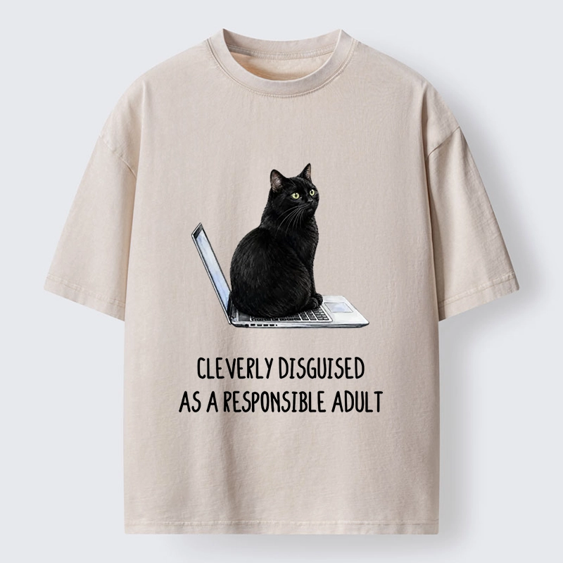 Tokyo-Tiger Cat Pretending To Be Adult Washed T-Shirt