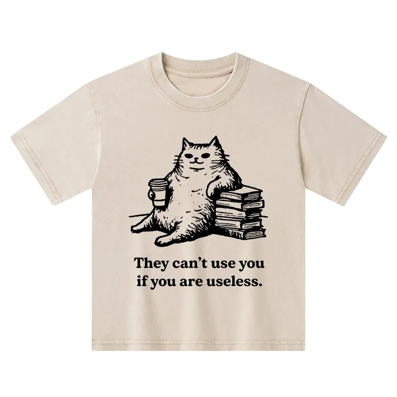 Tokyo-Tiger Cat Proving Uselessness Is A Superpower Kids Washed T-Shirt