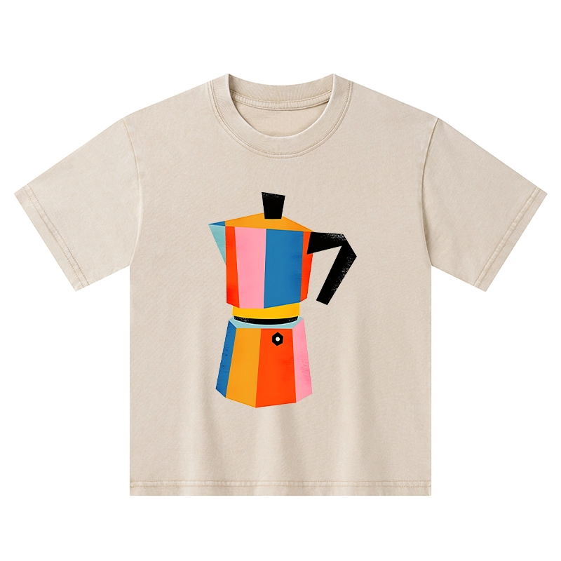 Tokyo-Tiger Bright Hues Make Classic Coffee Pot Kids Washed T-Shirt