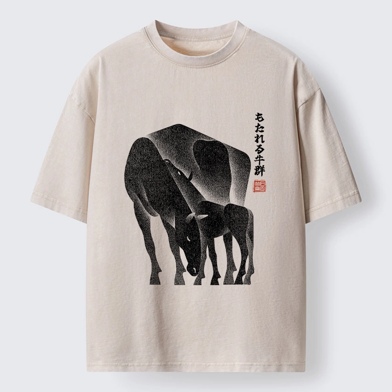 Tokyo-Tiger Zen Art Of Two Horses Washed T-Shirt