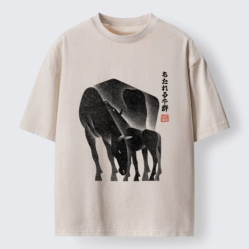 Tokyo-Tiger Zen Art Of Two Horses Washed T-Shirt Sale