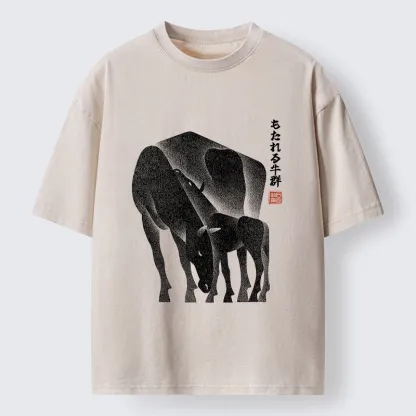 Tokyo-Tiger Zen Art Of Two Horses Washed T-Shirt