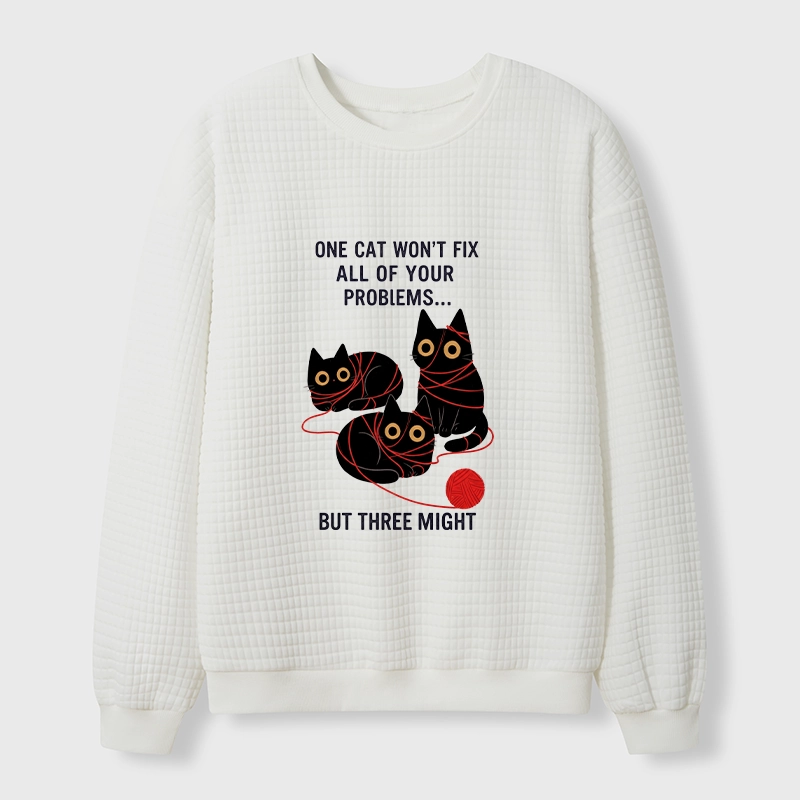 Tokyo-Tiger Three Cats Fix All Problems Waffle Sweatshirt