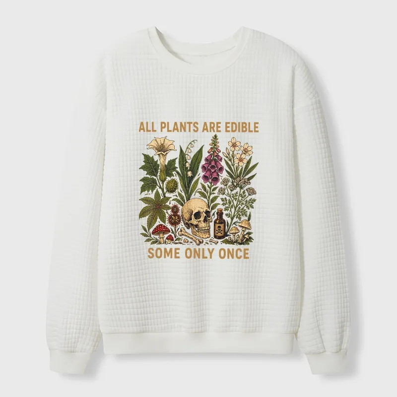Tokyo-Tiger Edible Plants Some Only Once Joke Waffle Sweatshirt