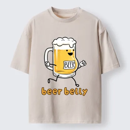 Tokyo-Tiger Walking Beer Mug With A Beer Belly Washed T-Shirt