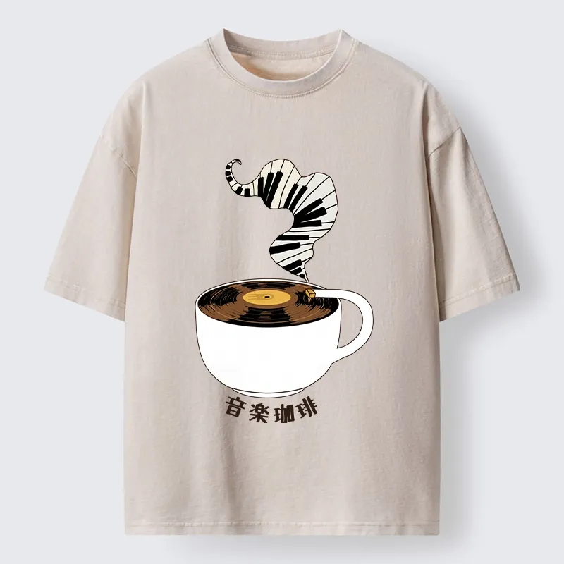 Tokyo-Tiger Piano Smoke Rises From Coffee Mug Washed T-Shirt Sale