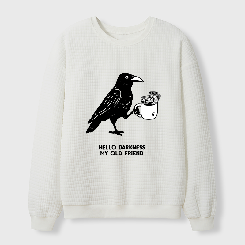 Tokyo-Tiger Crow Drinking Black Coffee Funny Waffle Sweatshirt