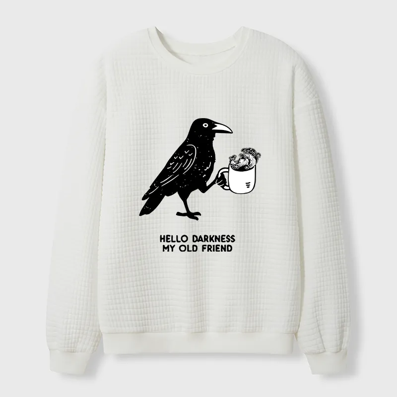 Tokyo-Tiger Crow Drinking Black Coffee Funny Waffle Sweatshirt