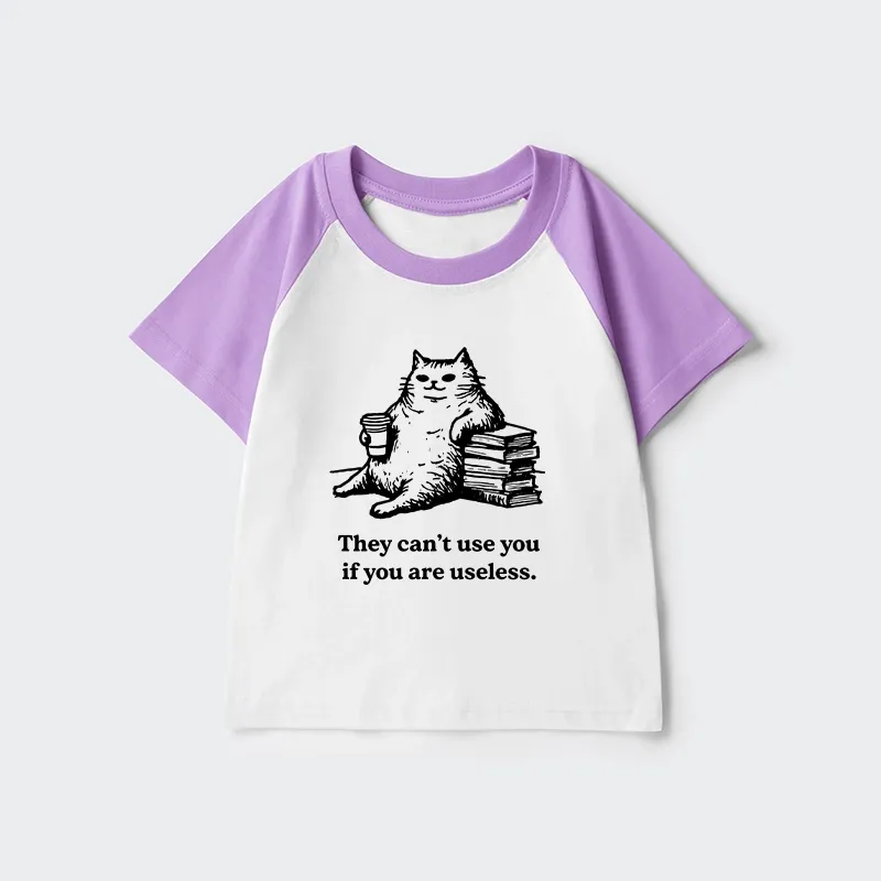 Tokyo-Tiger Cat Proving Uselessness Is A Superpower Kids Raglan T-shirt Sale