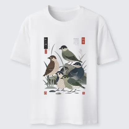 Tokyo-Tiger Cute Little Birds Japanese Folk Print Classic T-Shirt