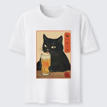 Tokyo-Tiger Cat Holding A Glass Of Beer Classic T-Shirt