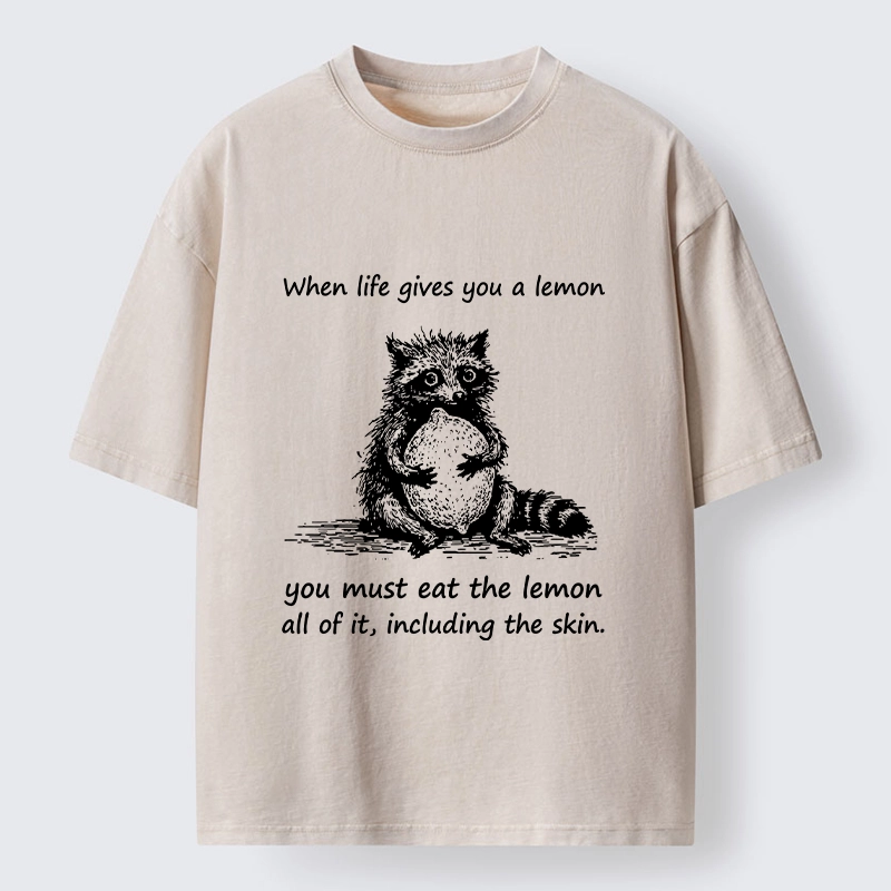 Tokyo-Tiger Sour Lemon Raccoon Funny Meme Washed T-Shirt