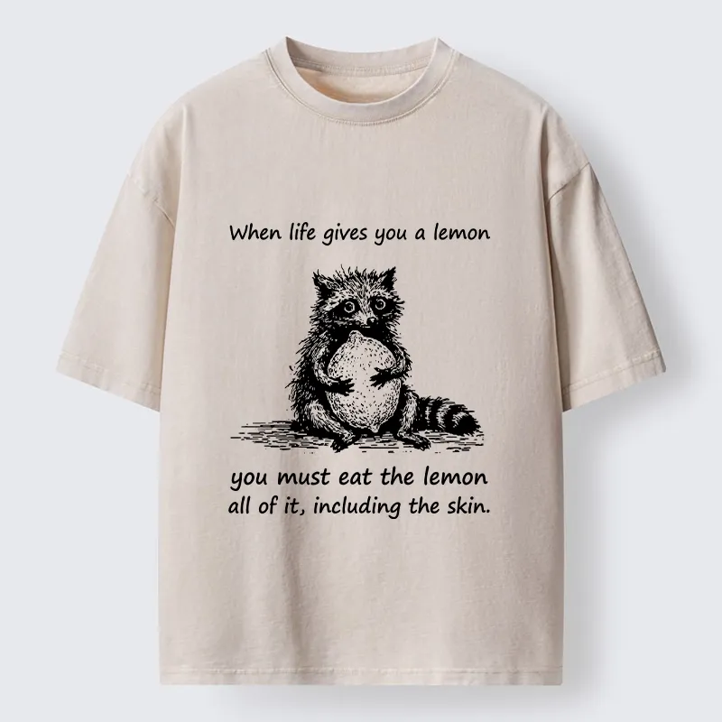 Tokyo-Tiger Sour Lemon Raccoon Funny Meme Washed T-Shirt