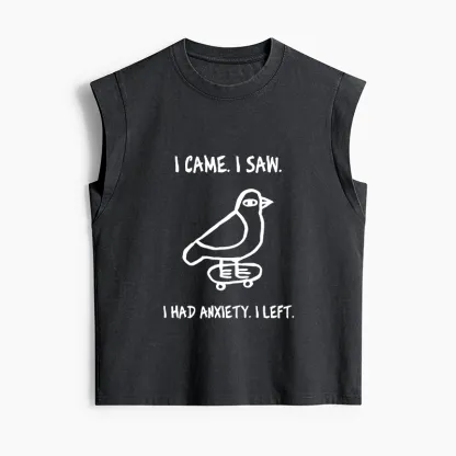 Tokyo-Tiger Funny Meme Bird Just Needs A Break Women's Washed Tank Tops