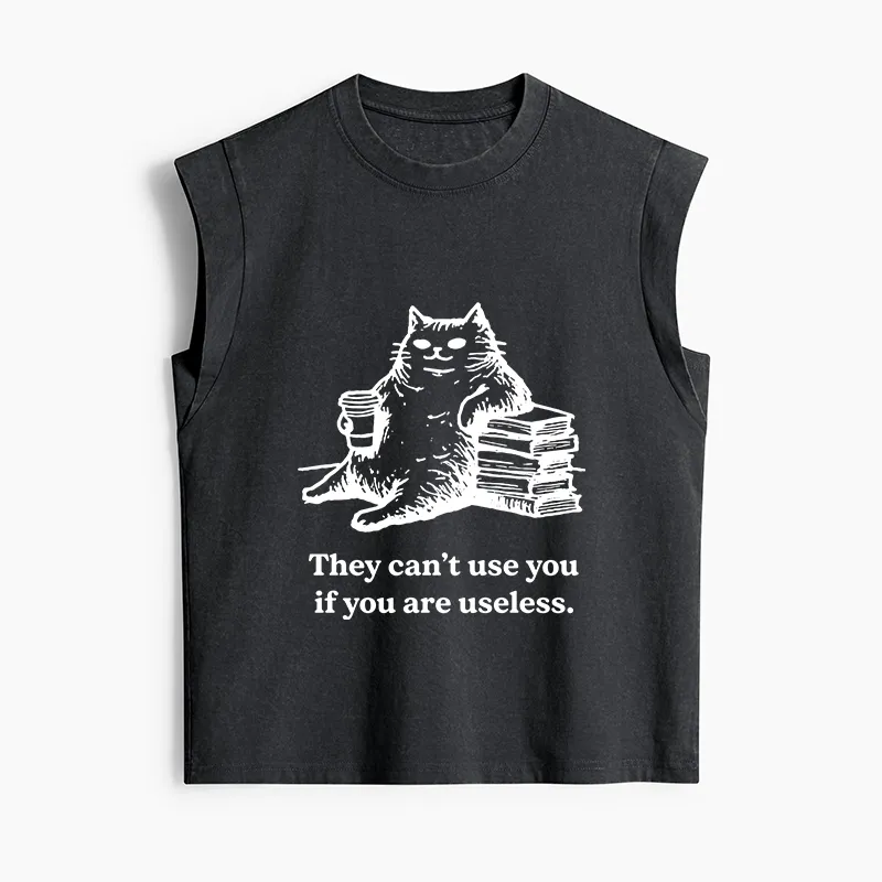 Tokyo-Tiger Cat Proving Uselessness Is A Superpower Women's Washed Tank Tops
