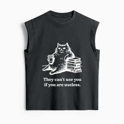 Tokyo-Tiger Cat Proving Uselessness Is A Superpower Women's Washed Tank Tops