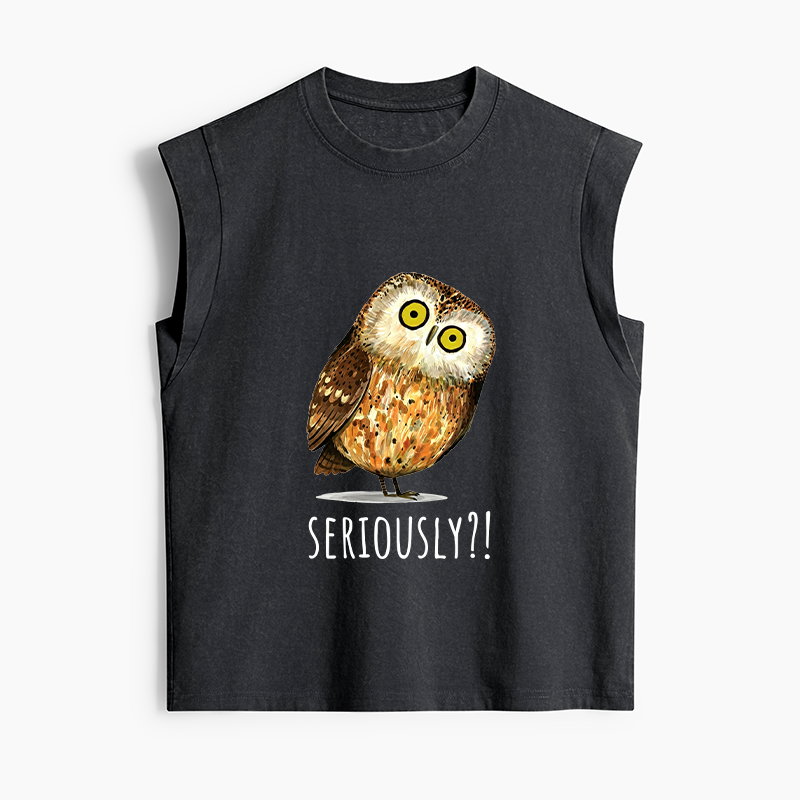Tokyo-Tiger Seriously Confused Owl Meme Art Women's Washed Tank Tops