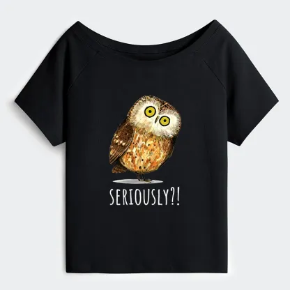 Tokyo-Tiger Seriously Confused Owl Meme Art Off Shoulder T-Shirt
