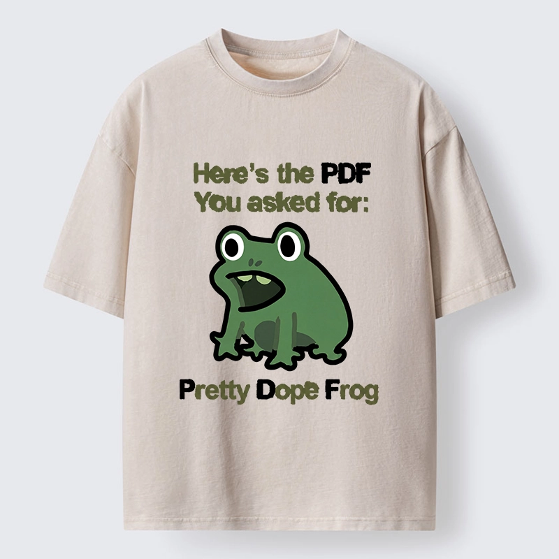 Tokyo-Tiger Funny Office PDF Frog Meme Washed T-Shirt