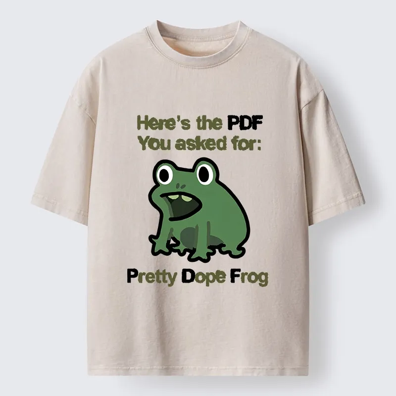 Tokyo-Tiger Funny Office PDF Frog Meme Washed T-Shirt Sale