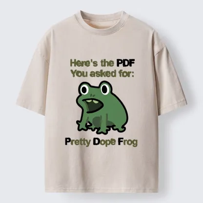 Tokyo-Tiger Funny Office PDF Frog Meme Washed T-Shirt