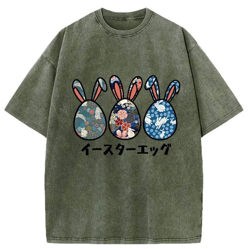Tokyo-Tiger Cute Easter Egg Washed T-Shirt Sale