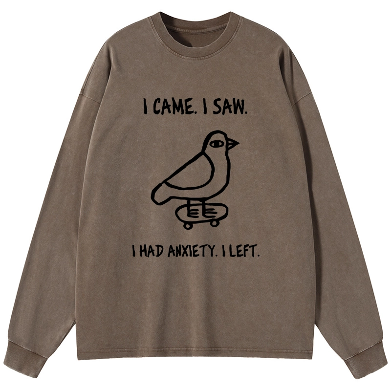 Tokyo-Tiger Funny Meme Bird Just Needs A Break Washed Long Sleeve T-Shirt