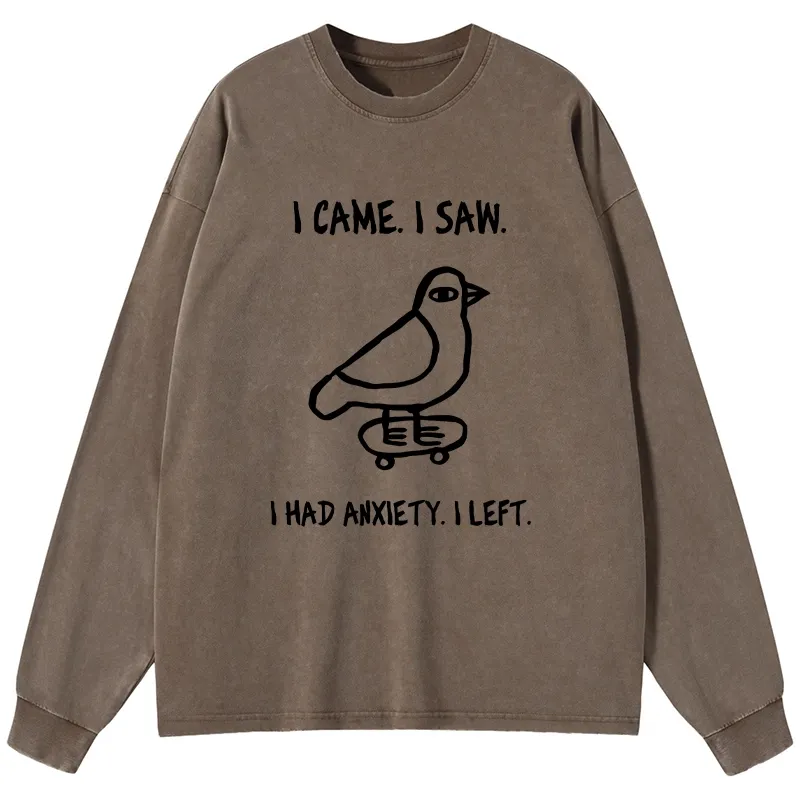 Tokyo-Tiger Funny Meme Bird Just Needs A Break Washed Long Sleeve T-Shirt Sale