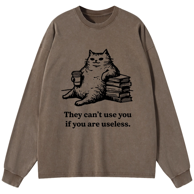 Tokyo-Tiger Cat Proving Uselessness Is A Superpower Washed Long Sleeve T-Shirt