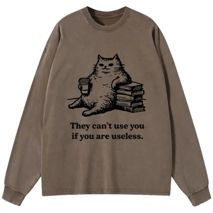 Tokyo-Tiger Cat Proving Uselessness Is A Superpower Washed Long Sleeve T-Shirt