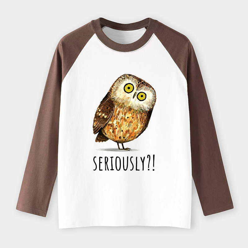 Tokyo-Tiger Seriously Confused Owl Meme Art Raglan Long Sleeve T-shirt