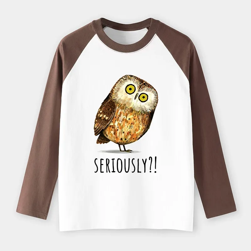 Tokyo-Tiger Seriously Confused Owl Meme Art Raglan Long Sleeve T-shirt