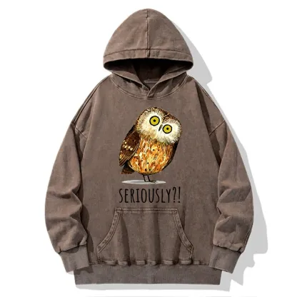 Tokyo-Tiger Seriously Confused Owl Meme Art Washed Hoodie
