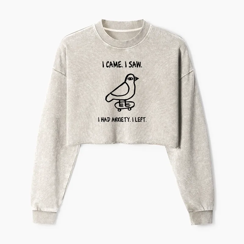 Tokyo-Tiger Funny Meme Bird Just Needs A Break Washed Crop Sweatshirt Sale