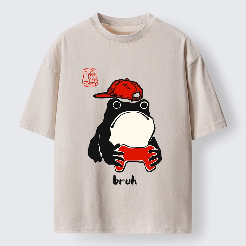 Tokyo-Tiger Funny Meme Bruh Street Frog Washed T-Shirt