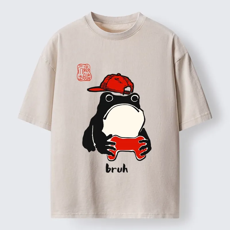 Tokyo-Tiger Funny Meme Bruh Street Frog Washed T-Shirt