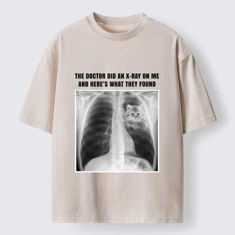Tokyo-Tiger Relatable Cat Lover X Ray Joke Graphic Washed T-Shirt
