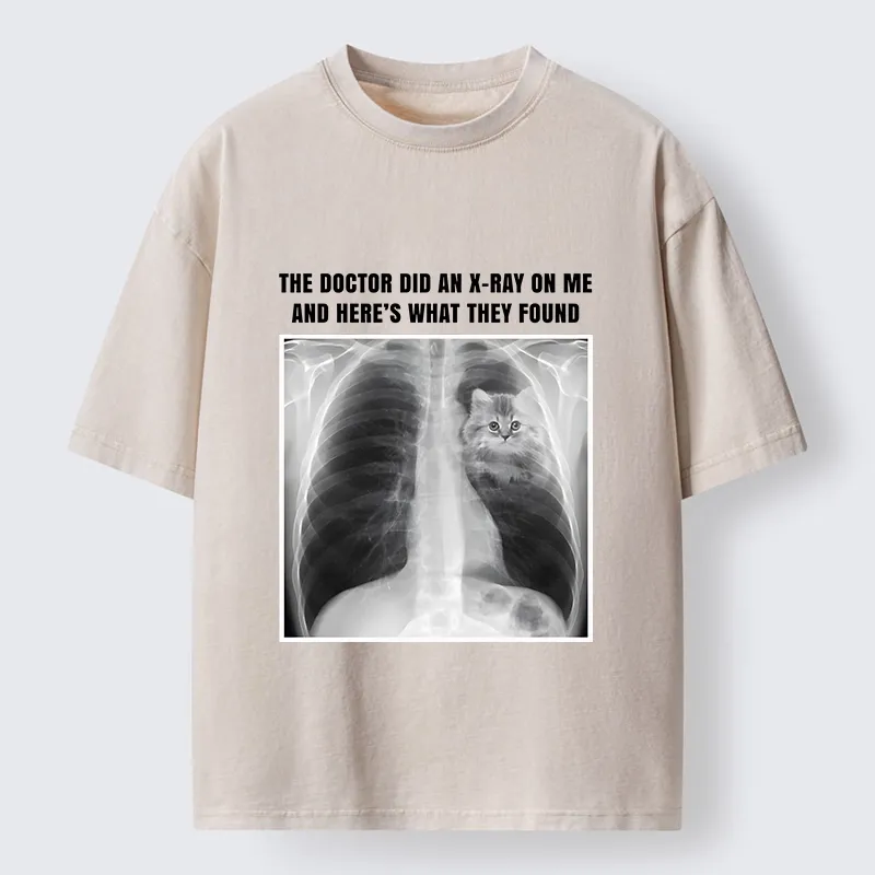 Tokyo-Tiger Relatable Cat Lover X Ray Joke Graphic Washed T-Shirt