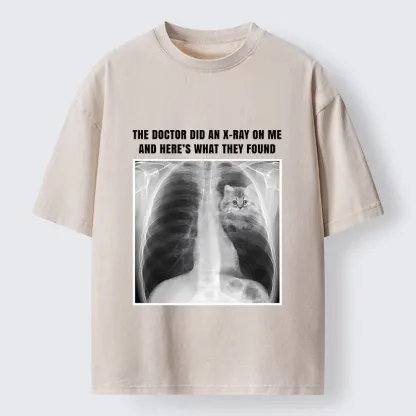 Tokyo-Tiger Relatable Cat Lover X Ray Joke Graphic Washed T-Shirt
