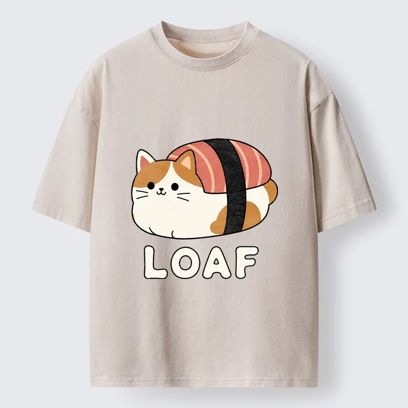Tokyo-Tiger Cute Tuna Sushi Kitty Loaf Art Washed T-Shirt Sale