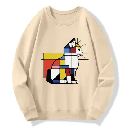 Tokyo-Tiger Geometric Cat Art In Primary Colors Classic Sweatshirt